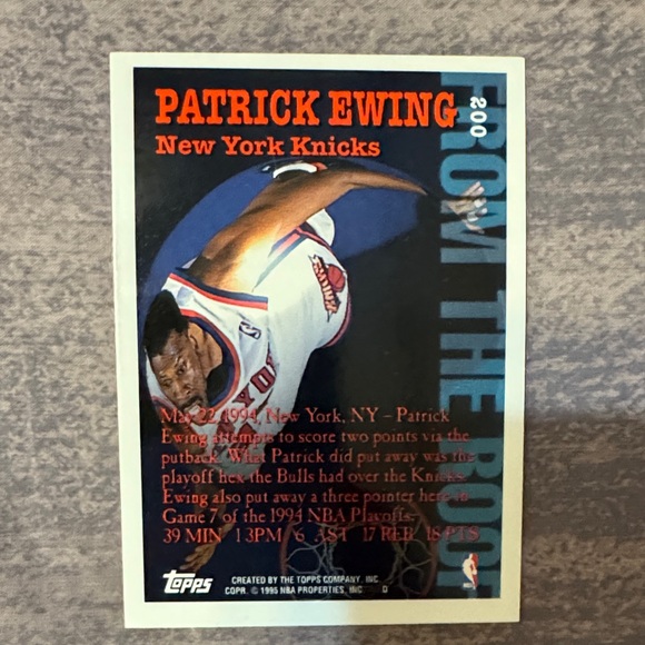 Topps 'From The Roof' Basketball Card featuring Patrick Ewing - Picture 2 of 2